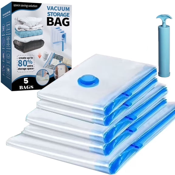 Vacuum Storage Bags with Hand Pump,Vacuum Seal Bags for Clothing Travel,80% Space Saver Vacuum Seal Storage Bags for Clothing, Travel Lugggage, Blankets, Comforters