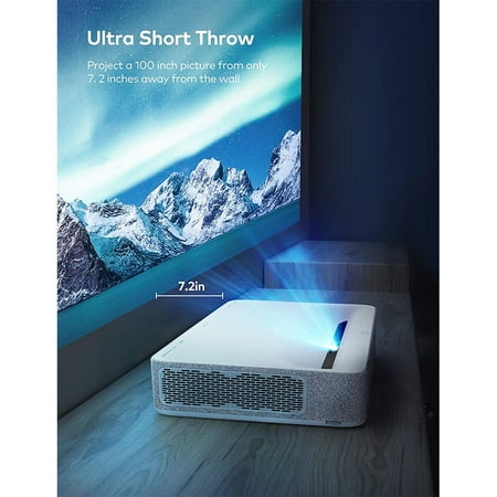 VAVA - 4K via Upscaling UHD Smart Ultra Short Throw Laser TV Home Theater Projector - White/Gray