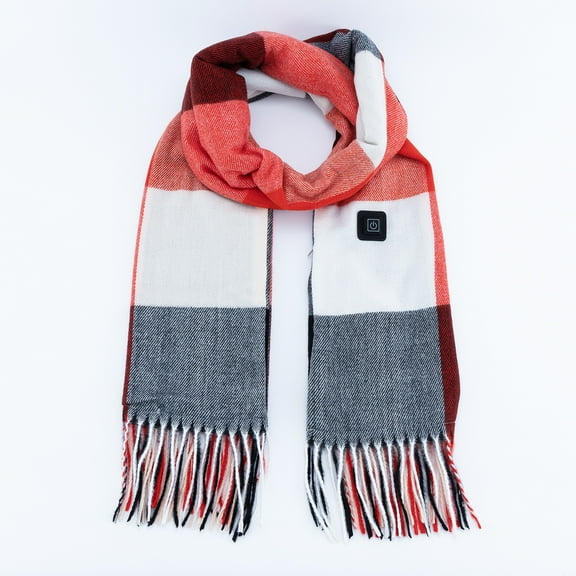 Heated Scarf for Women Include Rechargeable Battery, Winter Electric Neck Scarf for Cold Weather-Big Red Grid