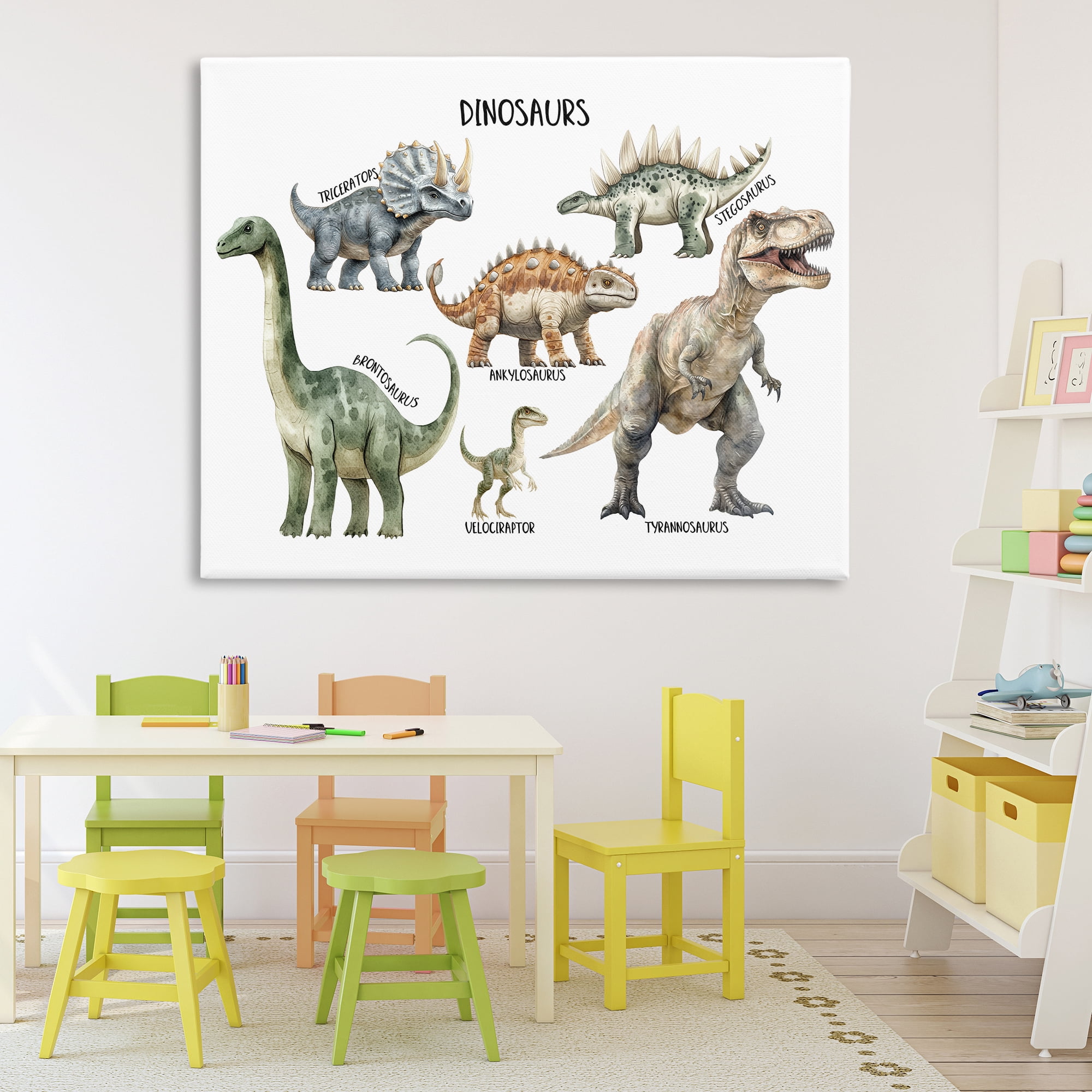 Stupell Industries Meet The Dinosaurs Canvas Wall Art, design by Christine Simpson Art