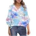 thumbnail image 2 of Neewe Long Sleeve Shirts for Women 2025 Fall Tops Floral Print Pleated Dressy Casual Blouses, 2 of 7