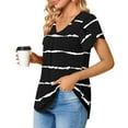 thumbnail image 5 of Patlollav Womens Petal Sleeve Tops V-Neck Short Sleeve T-Shirts Cute Print Summer Blouses, 5 of 6