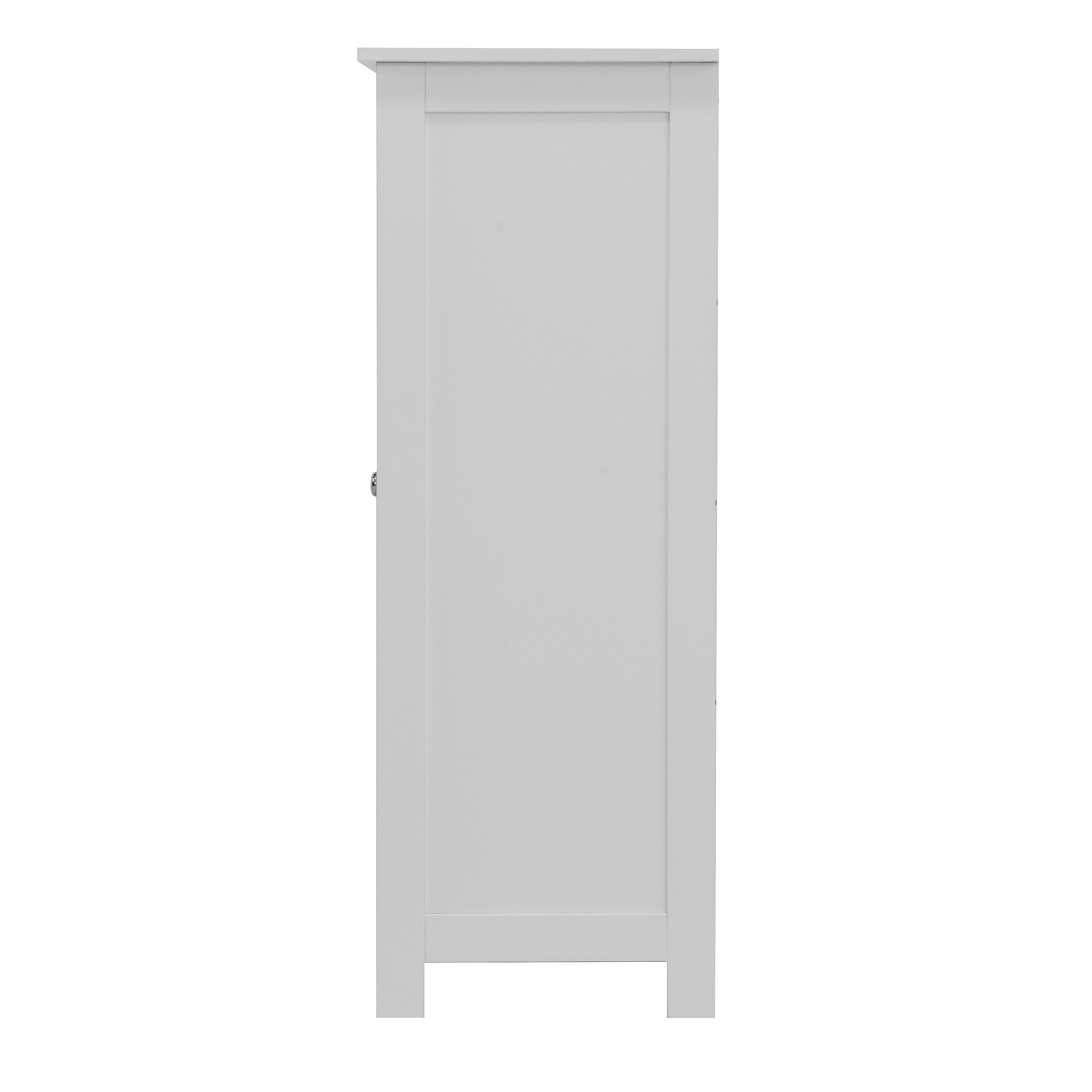 White Bathroom Storage Cabinet, Floor Cabinet with Adjustable Shelf and Drawers