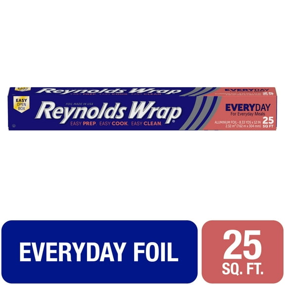 Reynolds Wrap Everyday Strength Aluminum Foil Roll, 12 inches Wide, 25 Total Sq. Ft.