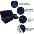 thumbnail image 6 of SHANNA Reclining Loveseat Cover with Middle Console Slipcover, 8-Piece Velvet Stretch 2-Seater Recliner Sofa Covers,Navy Blue, 6 of 13