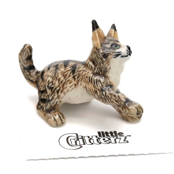 Little Critterz Maine Coon Cat “Cosey” Miniature Porcelain Figurine, Hand-Painted Collectible Feline Animal Statue, Pet Home Décor Display Piece, Gift for Cat Lovers and Collectors