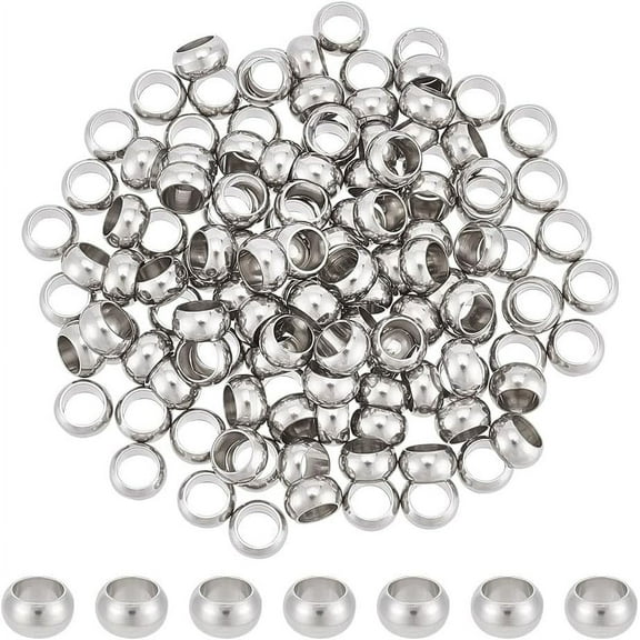 1Box 120Pcs 201 Stainless Steel Spacer Beads Flat Round Stainless Steel Color 6x3mm Hole: 4mm