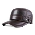thumbnail image 1 of Adjustable Size Men Genuine Leather Hat Autumn Winter Warm Hats For Men Flat Cap, 1 of 6