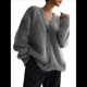 thumbnail image 2 of Cárdigan de Mujer, Suéter de Larga, Cárdigan con Botones y Cuello en V, Prenda de Punto de Moda. Gris Oscuro S, 2 of 8