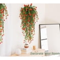 thumbnail image 3 of 3pcs Hanging Plant Decoration Wall Flower Decor Artificial Eucalyptus Realistic Home Wedding Garden Indoor Outdoor  Orange, 3 of 5