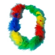 Set of 12 Hawaiian Rainbow Fluffy Boa Lei Necklace Clown Costume Accessory