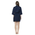 thumbnail image 3 of Turquaz Linen Waffle Kimono Navy Blue Short Robe Square Pattern, 3 of 4