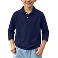 thumbnail image 2 of Sentuca Boys Polo Shirts 3/4 Sleeve Solid Color School Uniform Shirts Turn Down Collar Back to School Kids Top Size 5-6Y Navy, 2 of 8