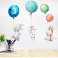 thumbnail image 3 of Calcomanías de pared para dormitorio de niñas, dormitorio de niños, sala de estar, guardería, pegatinas de pared, globos y conejitos, pegatinas de pared, decoración de guardería, animales de dibujos, 3 of 5