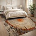 thumbnail image 3 of ODIKA 8'x10' Washable Area Rug Tree Stump Wood Grain Rustic Distressed With Vintage Annual Rings for Living Room, Under Sectional, Family , Durable, Non-Slip, 3 of 7