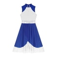 thumbnail image 5 of Sholeno Women Lyrical Dance Dress Sleeveless Asymmetrical Hem Leotard Dresses Ballroom Rhythmic Royal Blue&White L, 5 of 5