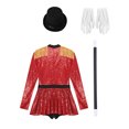 thumbnail image 6 of Linjinx Women Sequin Lion Tamer Outfit Fringed Bodysuit And Accessories Set Red M, 6 of 7