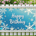 thumbnail image 5 of Blue Snowflake Themed Happy Birthday Backdrop Banner Party Decorations Photography Props for Birthday Parties Winter Celebrations Photo Booths and Event Decor, 5 of 8