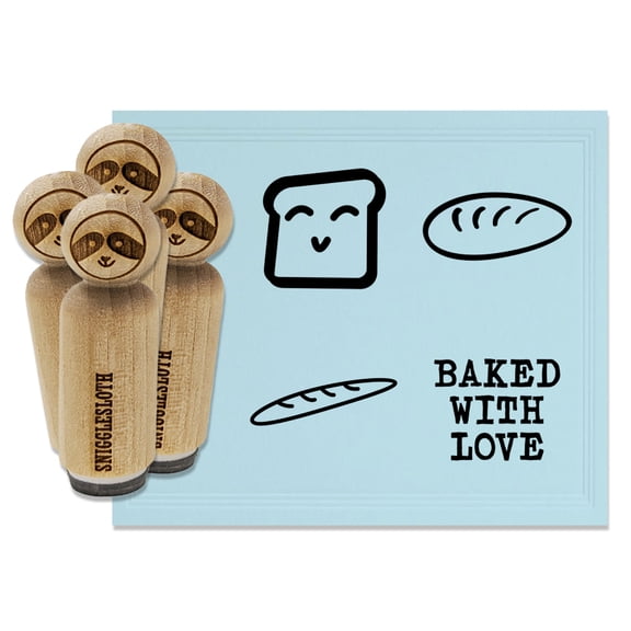 Bread Baking Baked with Love Loaf Baguette Rubber Stamp Set for Scrapbooking Crafting Stamping - Medium 1 Inch