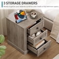 thumbnail image 5 of Nightstand Set of 2, Night Stand with 3 Drawers, 18 Inch Wide End Table with Charging Station, Farmhouse Bedside Table, Side Table for Bedroom, Study, Greige, 5 of 8