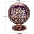 thumbnail image 3 of Windproof Ashtray with Lid for Cigarettes Metal Portable Cigar Ashtray Odor Eliminator for Indoor outdoor Hand Stamped Rose Pattern with Sparkle Fancy Gift for Men Women(Dark Purple-Red Copper), 3 of 6