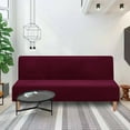 thumbnail image 2 of SHANNA Stretch Velvet Sofa Slipcover Thick Armless Sofa Bed Cover Futon Slipcover Protector, Burgundy, 2 of 8