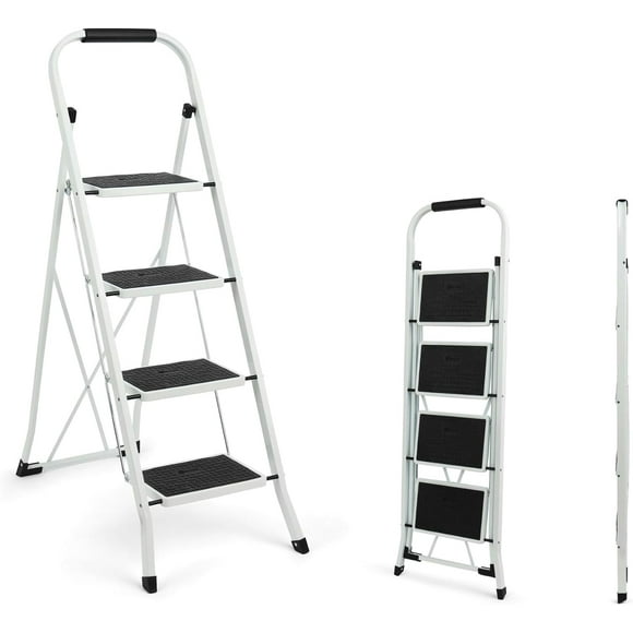 Step Ladder, 4 Step Stool Ergonomic Folding Step Stool with Wide Anti-Slip Pedal Sturdy Step Stool for Adults Multi-Use for Household, Kitchen,Office Step Ladder Stool