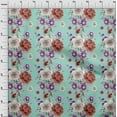thumbnail image 3 of oneOone Silk Tabby Aquamarine Fabric Leaves|Lotus & Rose Floral Sewing Fabric By The Yard Printed Diy Clothing Sewing Supplies 42 Inch Wide, 3 of 4