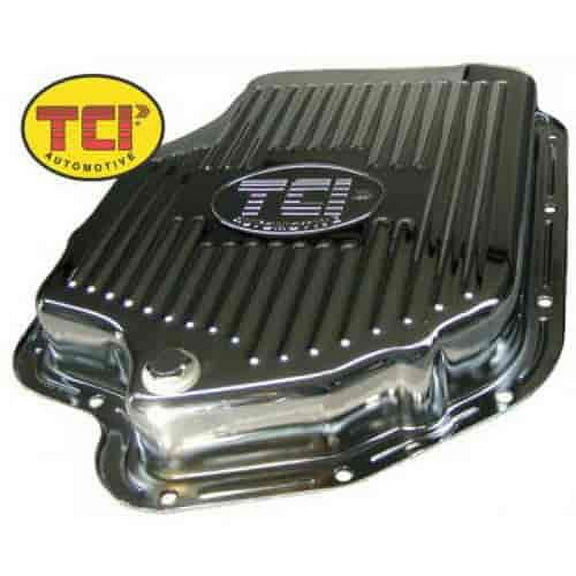 TCI 228011 Chrome-Plated Steel Transmission Pan Fits select: 1988-1992 CHEVROLET GMT-400, 1969-1986 CHEVROLET C10