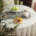 thumbnail image 5 of Rectangle Tablecloth Linen Polyester Fabric Decorative Rectangle Floral Printed Pattern Geometry Design Table Cover for Kitchen Dining Tabletop 54" x 72", 5 of 6
