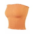 thumbnail image 2 of A2Y Women's Sexy Fitted Strapless Cotton Smocked Tube Crop Tops Peach S, 2 of 3