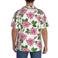 thumbnail image 3 of Rateoe Rose Flowers Pattern Men's Short Sleeve Classic Shirt, Casual Short-Sleeved Shirt, Lightweight Summer Shirt, Cuban Collar Shirt,Button-Front Shirt-Small, 3 of 5