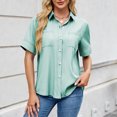 thumbnail image 2 of Posijego Women's Short Sleeve Button down Shirts Business Work Collared Blouses Office Formal Interview Shirts, 2 of 5