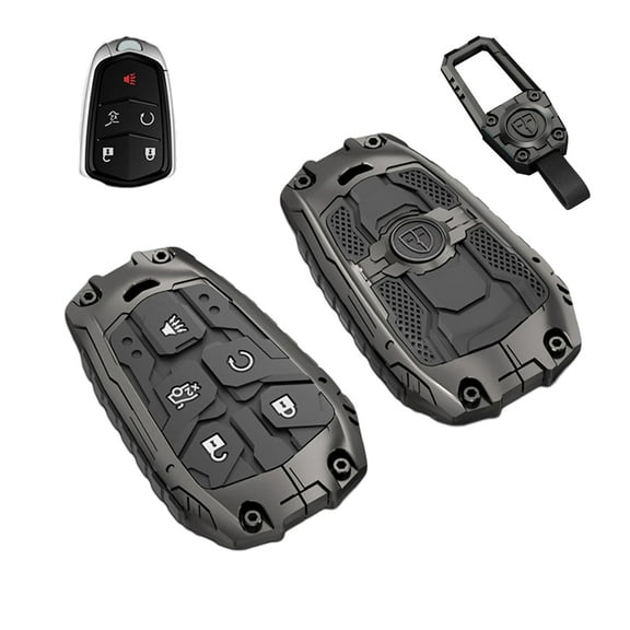 Zinc Alloy Metal Smart Key Fob Case Cover Protector Shell Compatible with Cadillac Escalade ATS CTS CT6 XTS XT5 SRX 5-Buttons 2015-2019