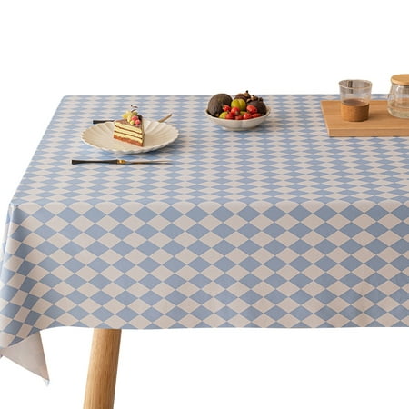 

Plaid Tablecloth Waterproof - Checkered Table Cloth Rectangle for Outdoor Picnic/Dining/Spring Party blue blue，G33451