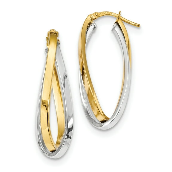 Primal Gold 14 Karat Two-tone Oval Double Hoop Earrings