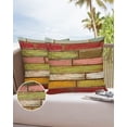 thumbnail image 6 of Colorful Wooden Board Texture Outdoor Pillow Covers Set of 2, Decorative Waterproof Throw Pillow Case, Retro Farm Barn Cotton Linen Soft Cozy Cushion Pillowcases, 6 of 6