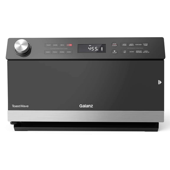Galanz GTWHG09S1A09 ToastWave 4 en 1 avec TotalFry 360, convection, micro-ondes, friture à l'air libre, four à pain grillé, 900 W/0,9 pi³, acier inoxydable