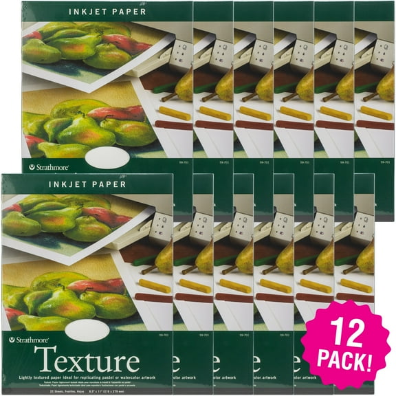 Multipack of 12 - Strathmore Ink Jet Paper Texture 8.5"X11"-25 Sheets