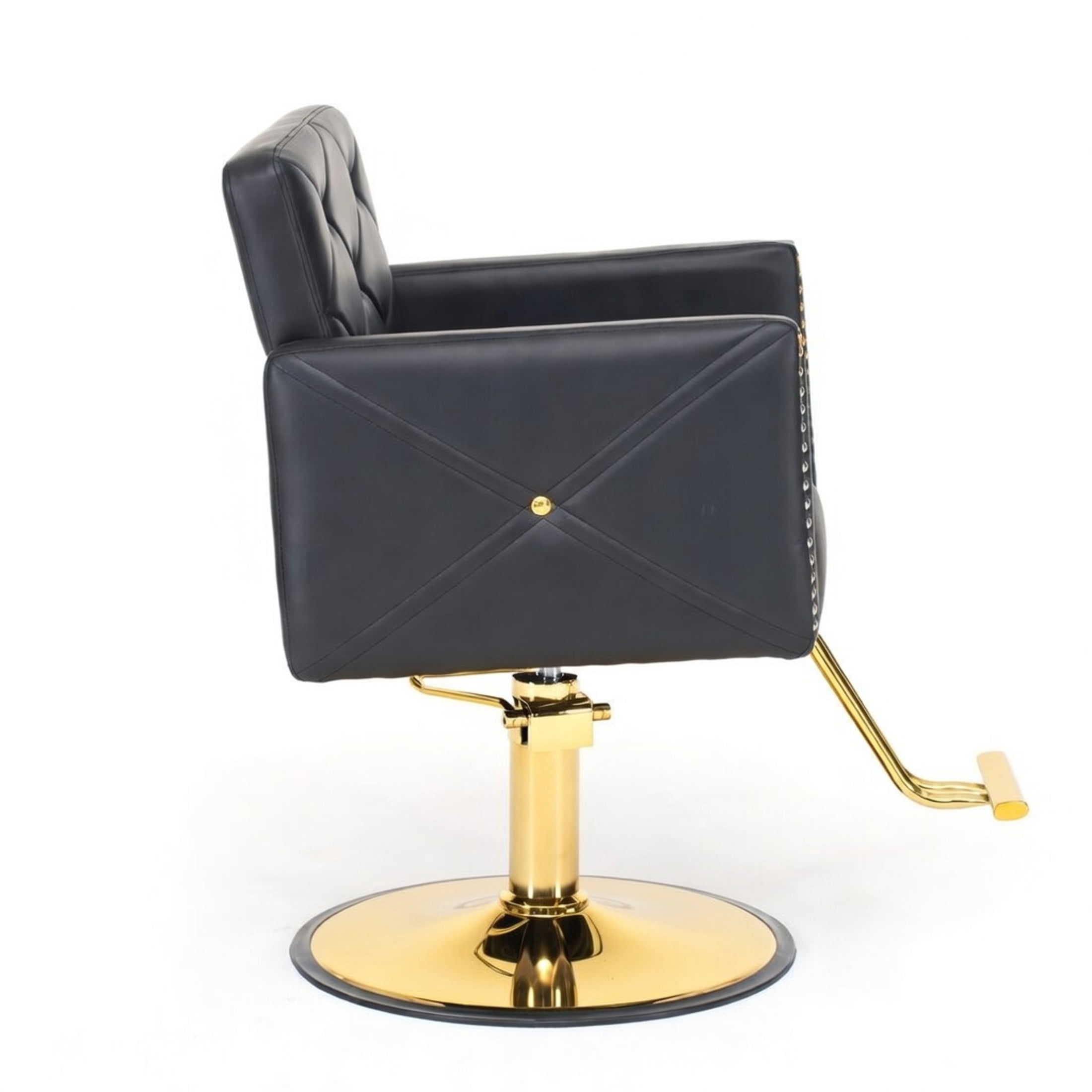 Noble House Heavy Duty Barber Chair, 360° Swivel Salon Chair with Hydraulic Pump, Black + Gold