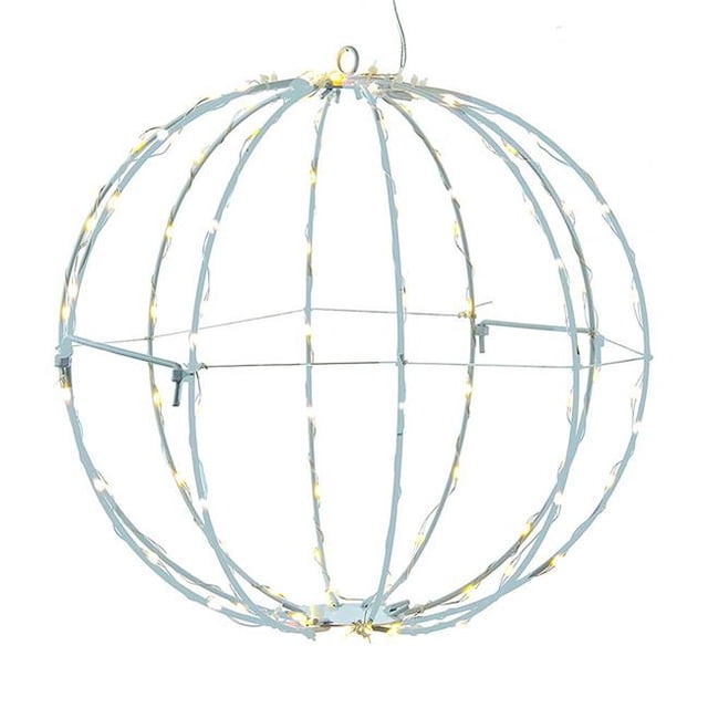 Kurt Adler AD1020WW 12 in. LED Foldable Metal Sphere, Warm White