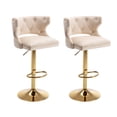 thumbnail image 6 of Bar Stools Set of 2,Counter Height Bar Stools with with Button and Footrest,,Upholstered Armless Pub Dining Stools with Backrest for  Dining Room Home Bar Kitchen Island,Beige, 6 of 9