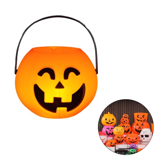 BPPEG Plastic Pumpkin Bucket,Halloween Pumpkin Bucket Fall Kitchen Decor
