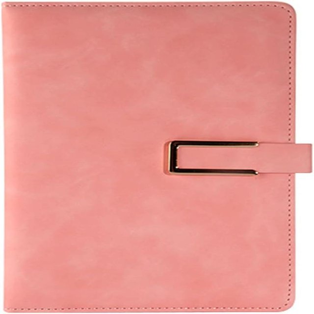 Cuaderno de notas de negocios con hebilla en forma de bloc de notas, manual de papelería, suministros de oficina, 1 unidad (color: rosa)