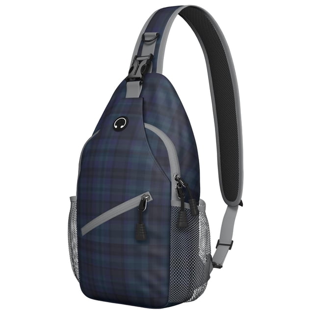 Lightweight Sling Backpack with Abstract Plaid and Colorful Checkered Design, Travel Crossbody Bag Featuring Geometric Moroccan Aesthetic