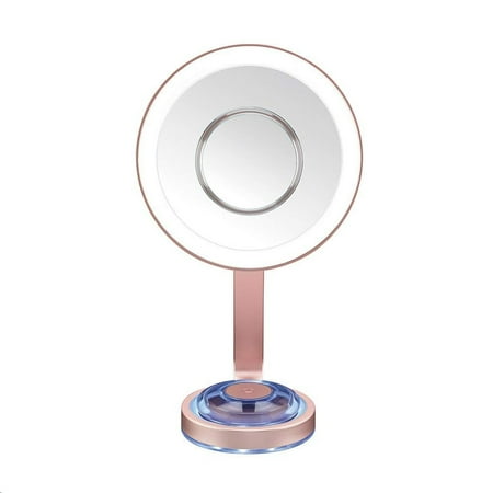 mirror makeup conair lighted led magnification lights 10x light sided removable magnified 1x mood magnetic spot finish rose single gold
