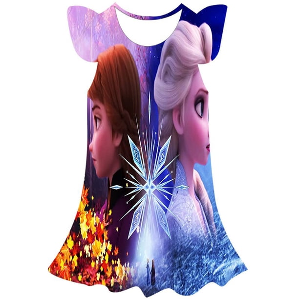 Disney Frozen Elsa princesa vestido 3D estampado niñas vestido verano Frozen Elsa vestido Frozen fiesta princesa vestidos playa Outfits8T Gao Jinjia LED