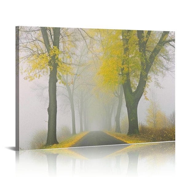 Shadudu Fog Trees Canvas Print on Canvas Large Wall Art 24x36 Inches Waterproof Artwork for Home Decor and Office Ready to Hang 36x24in