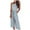 83# Blue, variant on RPVATI Women Casual Sleeveless Striped Jumpsuit Wide Leg Capri Romper Pants Cropped Overalls Tie Knot with Pocket Black M