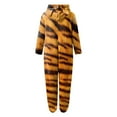 thumbnail image 6 of Unisex Adult Leopard Onesie Hoody Pajamas Zipper Up Long Sleeve Plush Jumpsuit, 6 of 6